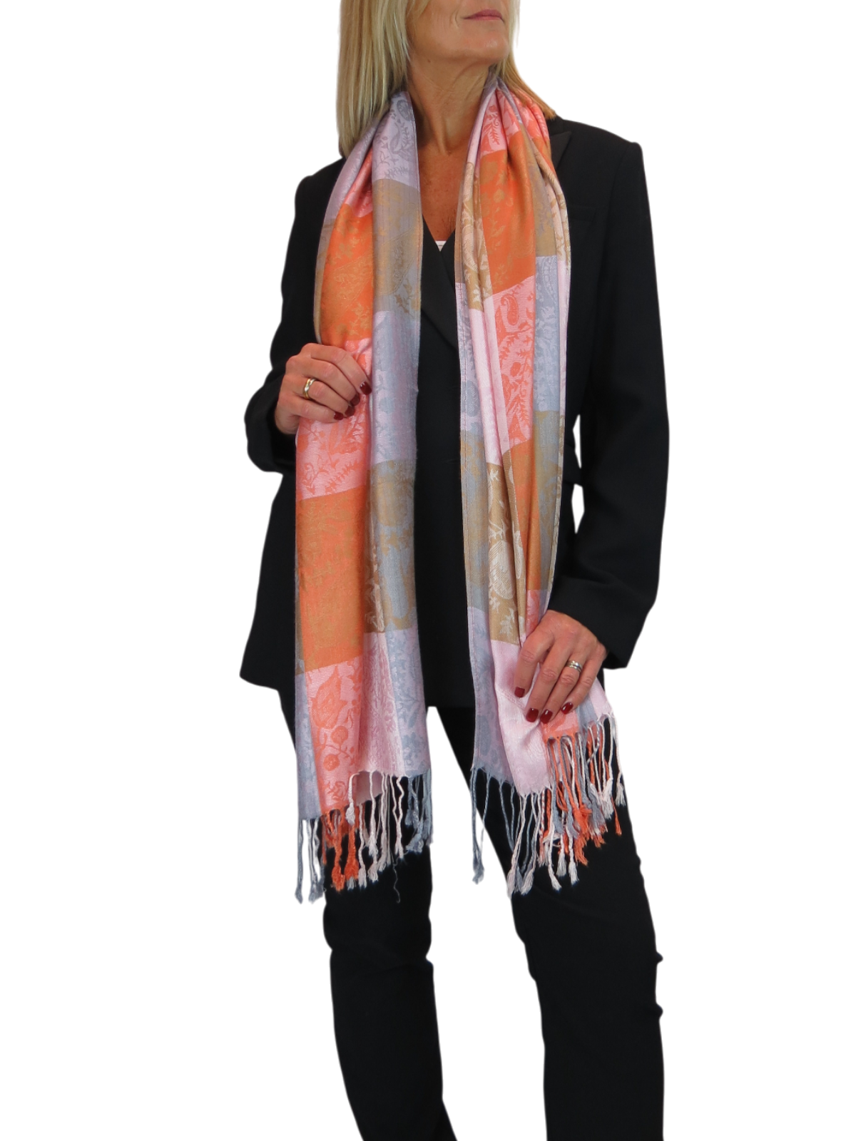 Paisley Pashmina Style Scarf Wrap Orange