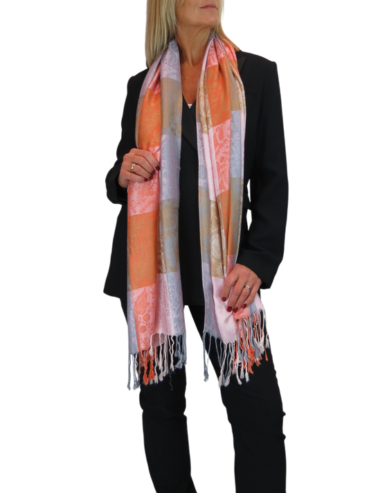 Paisley Pashmina Style Scarf Wrap Orange