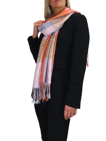 Paisley Pashmina Style Scarf Wrap Orange
