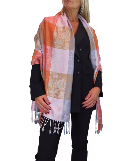 Paisley Pashmina Style Scarf Wrap Orange