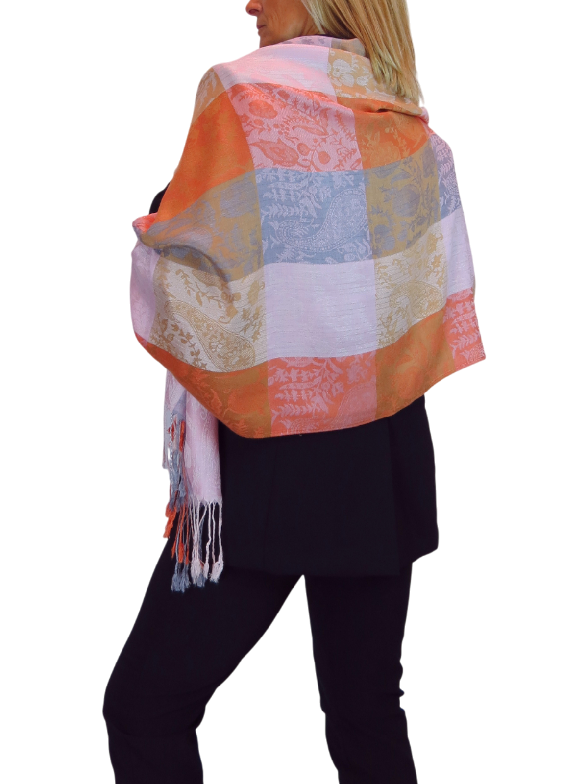 Paisley Pashmina Style Scarf Wrap Orange