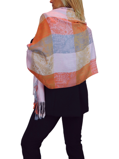 Paisley Pashmina Style Scarf Wrap Orange