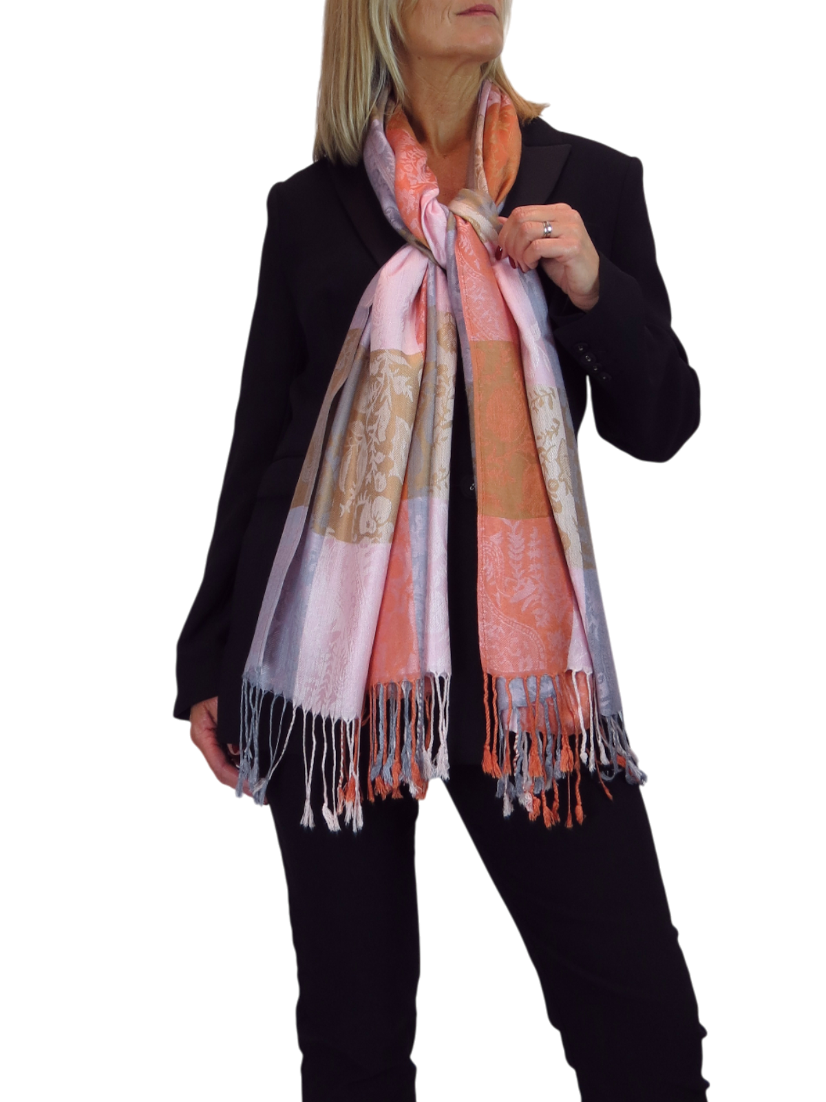 Paisley Pashmina Style Scarf Wrap Orange