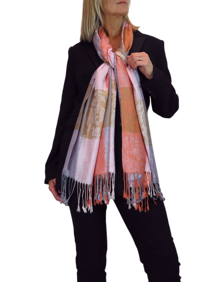 Paisley Pashmina Style Scarf Wrap Orange