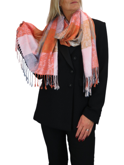 Paisley Pashmina Style Scarf Wrap Orange