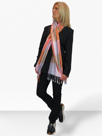 Paisley Pashmina Style Scarf Wrap Orange