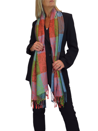 Paisley Pashmina Style Scarf Wrap Green