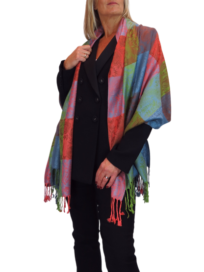 Paisley Pashmina Style Scarf Wrap Green