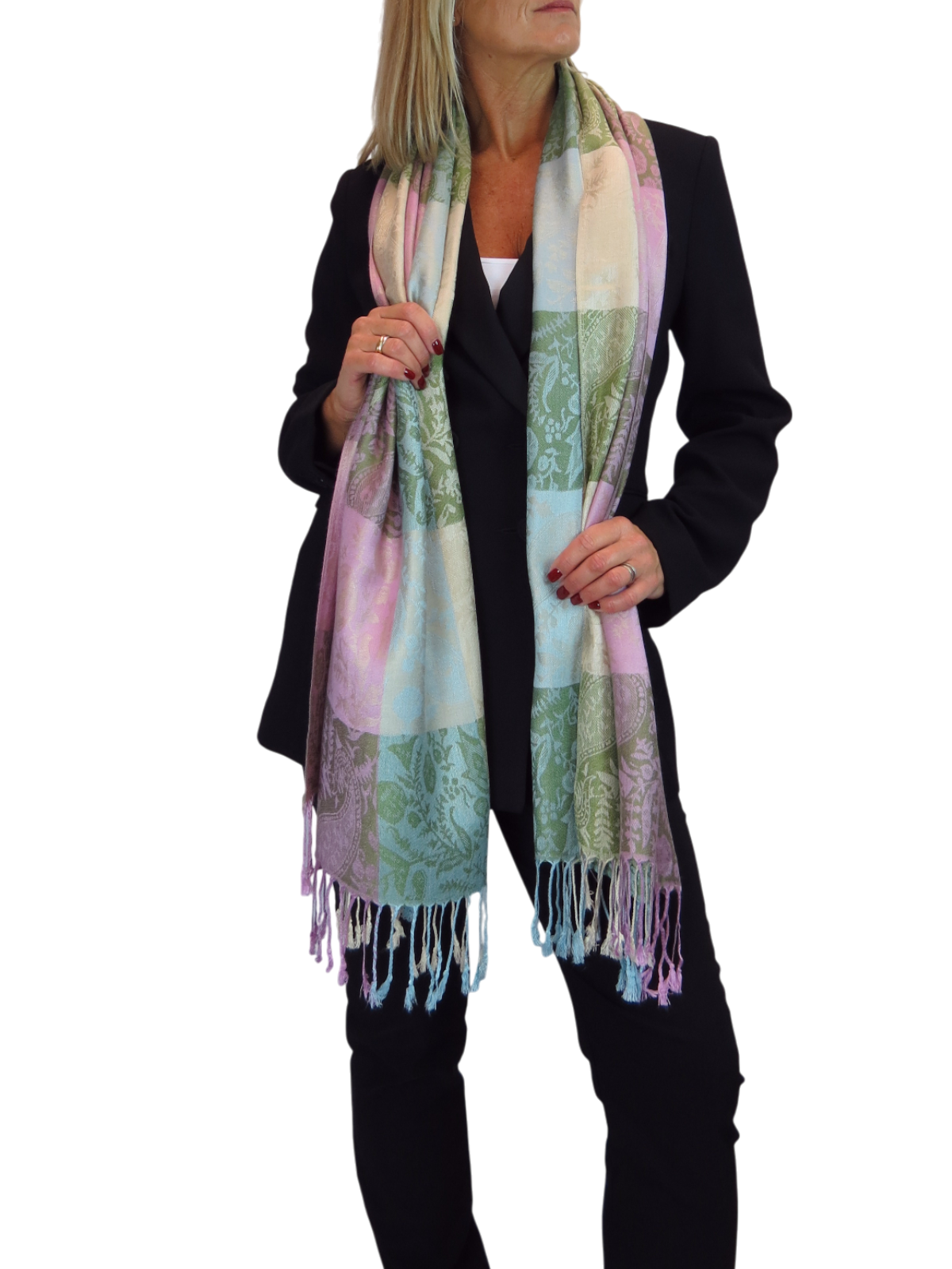 Paisley Pashmina Style Scarf Wrap Beige