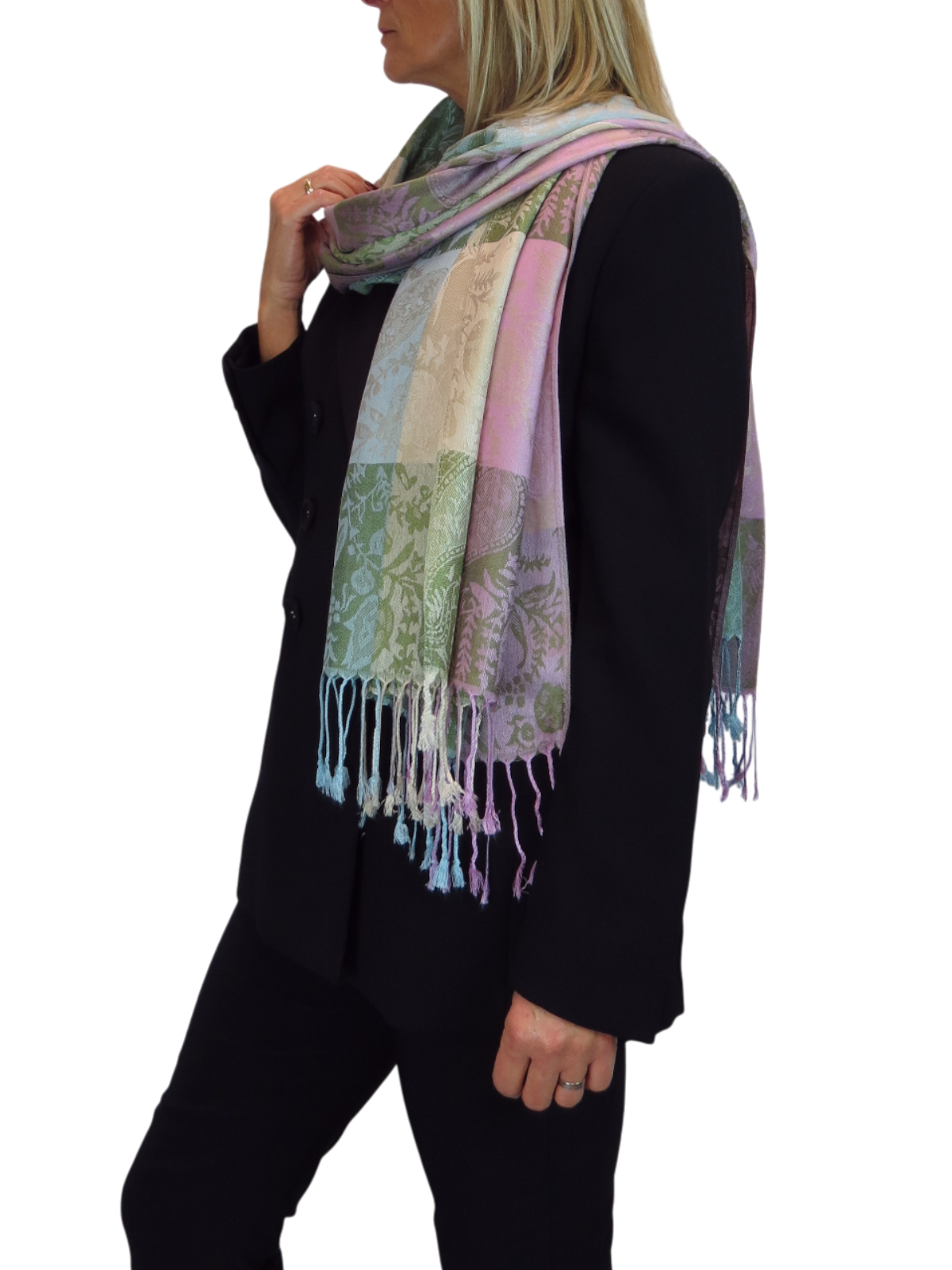 Paisley Pashmina Style Scarf Wrap Beige