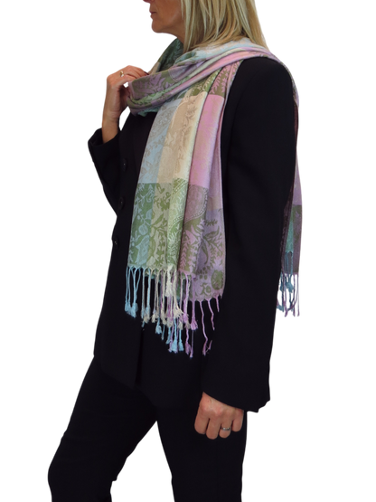 Paisley Pashmina Style Scarf Wrap Beige