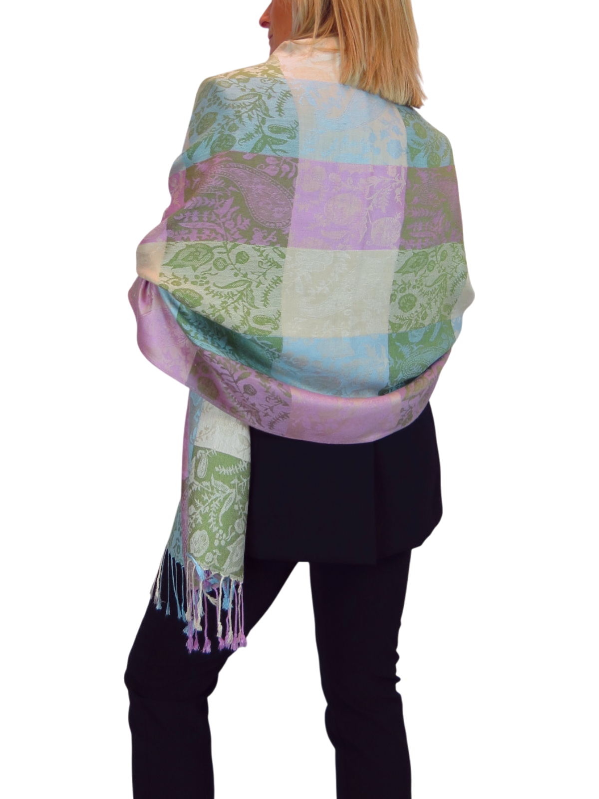 Paisley Pashmina Style Scarf Wrap Beige