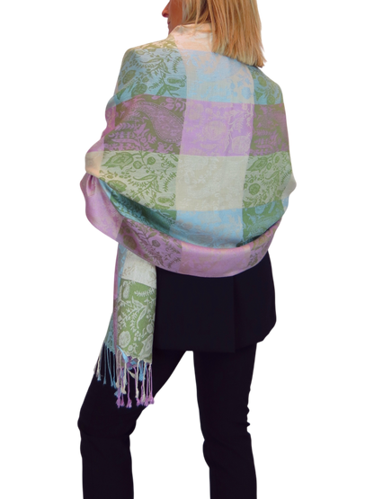 Paisley Pashmina Style Scarf Wrap Beige