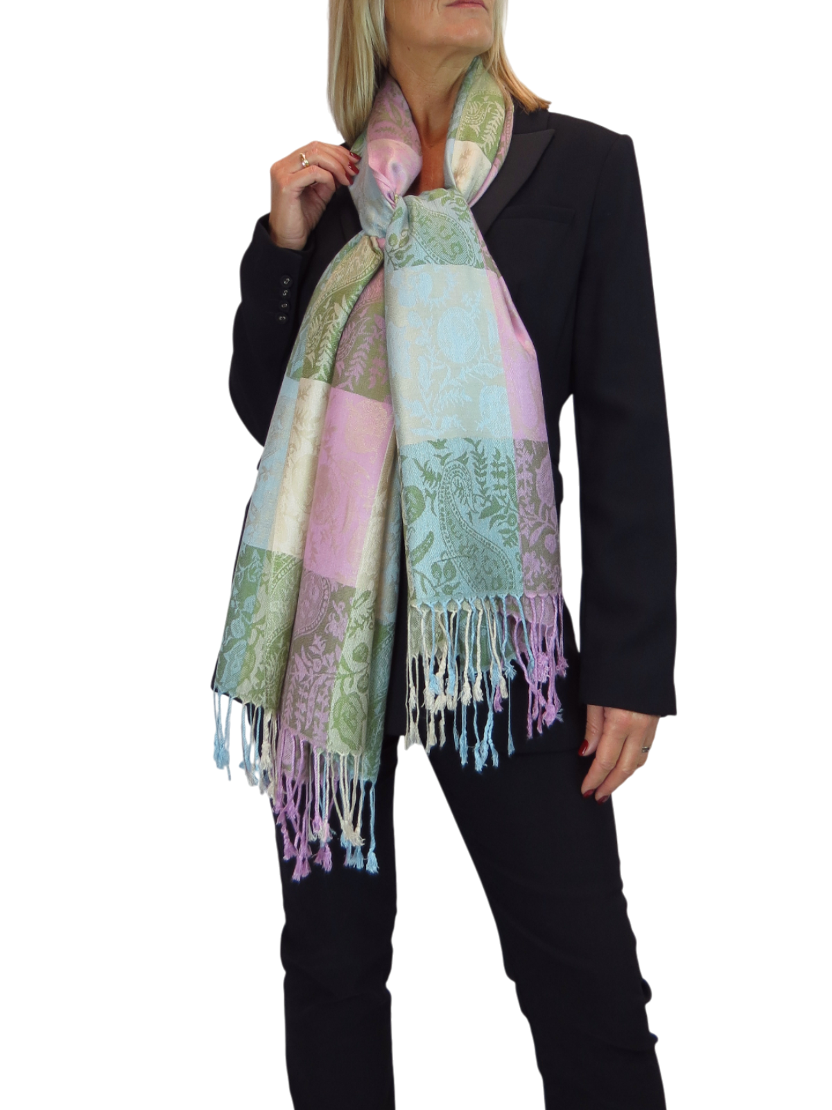 Paisley Pashmina Style Scarf Wrap Beige