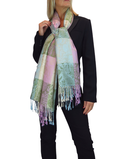 Paisley Pashmina Style Scarf Wrap Beige