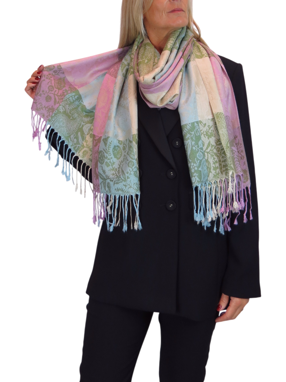 Paisley Pashmina Style Scarf Wrap Beige