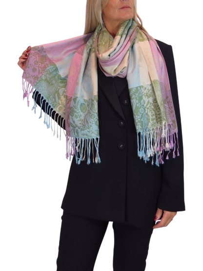 Paisley Pashmina Style Scarf Wrap Beige