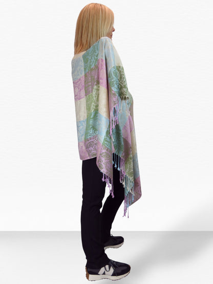 Paisley Pashmina Style Scarf Wrap Beige