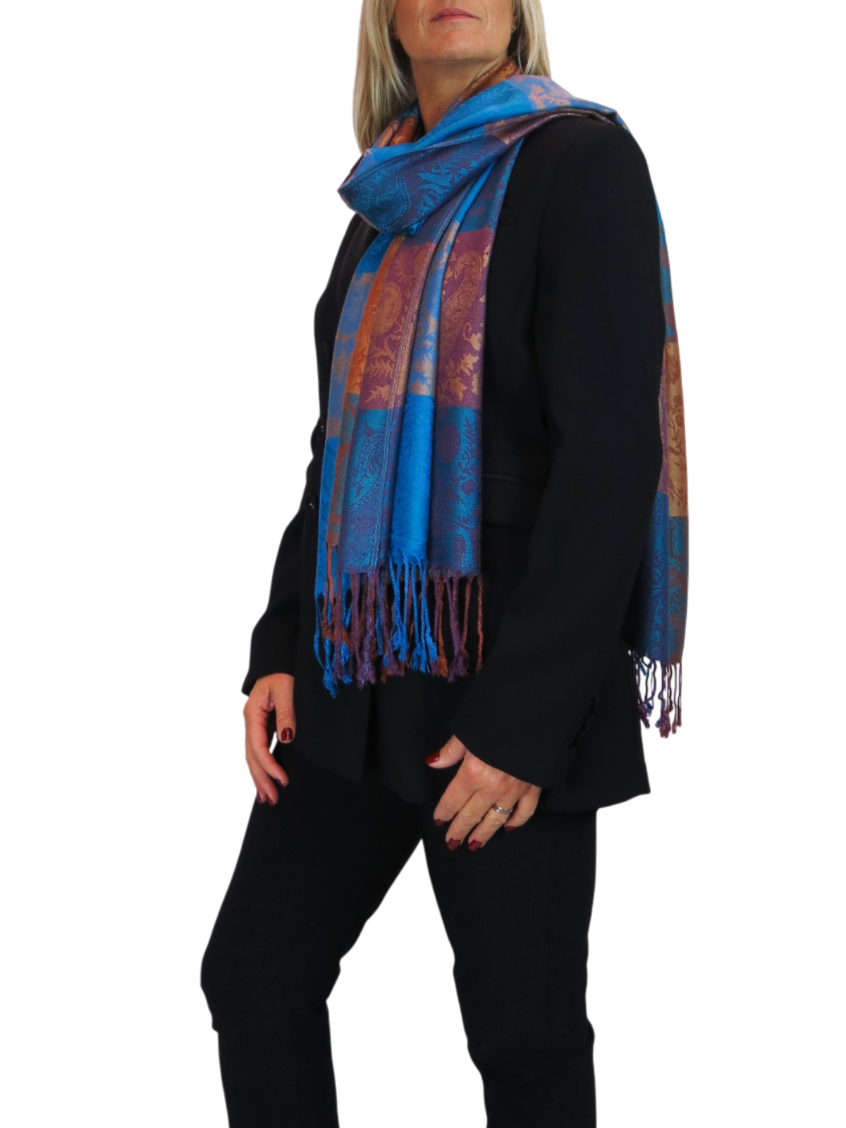 Paisley Pashmina Style Scarf Wrap Royal Blue