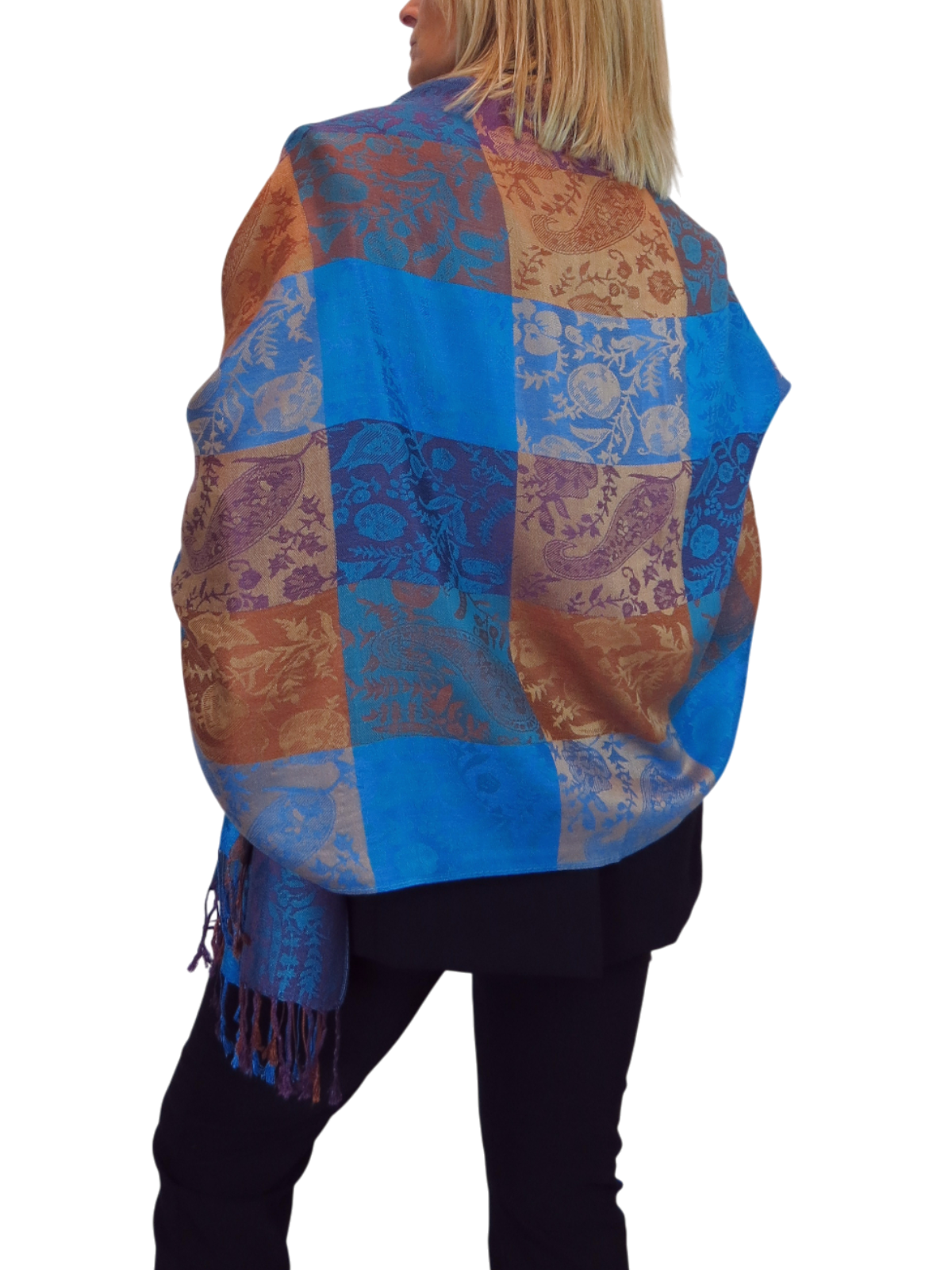 Paisley Pashmina Style Scarf Wrap Royal Blue