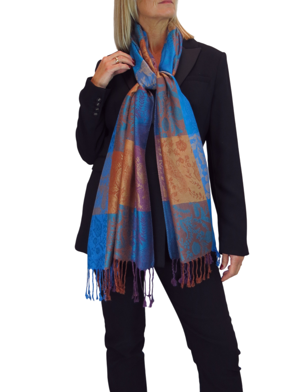 Paisley Pashmina Style Scarf Wrap Royal Blue