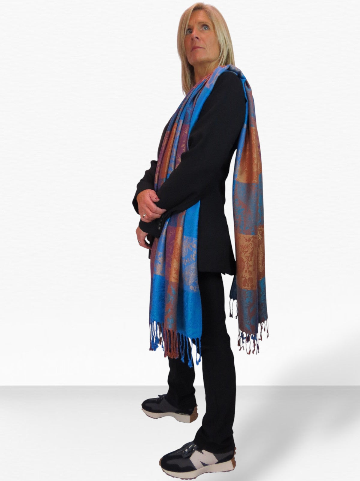 Paisley Pashmina Style Scarf Wrap Royal Blue