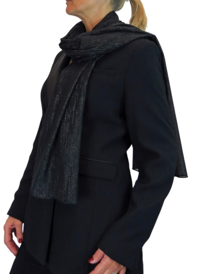 Silk Blend Scarf with Metallic Threads Black