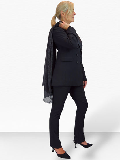 Silk Blend Scarf with Metallic Threads Black