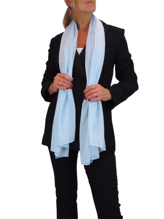 Silk Blend Scarf with Metallic Threads Pale Blue