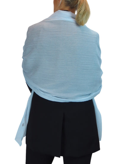 Silk Blend Scarf with Metallic Threads Pale Blue