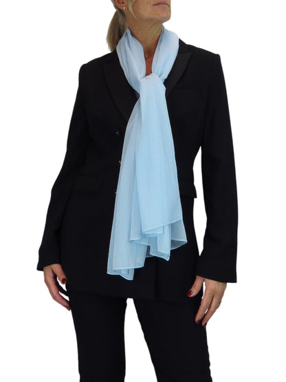 Silk Blend Scarf with Metallic Threads Pale Blue