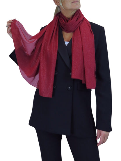 Silk Blend Scarf with Metallic Threads Bordeaux