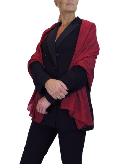 Silk Blend Scarf with Metallic Threads Bordeaux