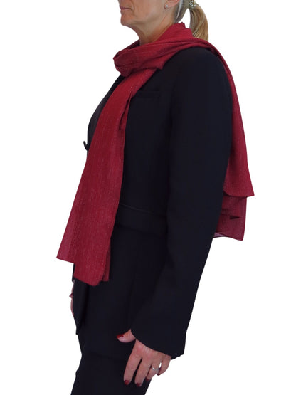Silk Blend Scarf with Metallic Threads Bordeaux