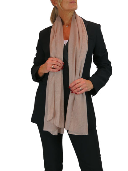 Silk Blend Scarf with Metallic Threads Taupe