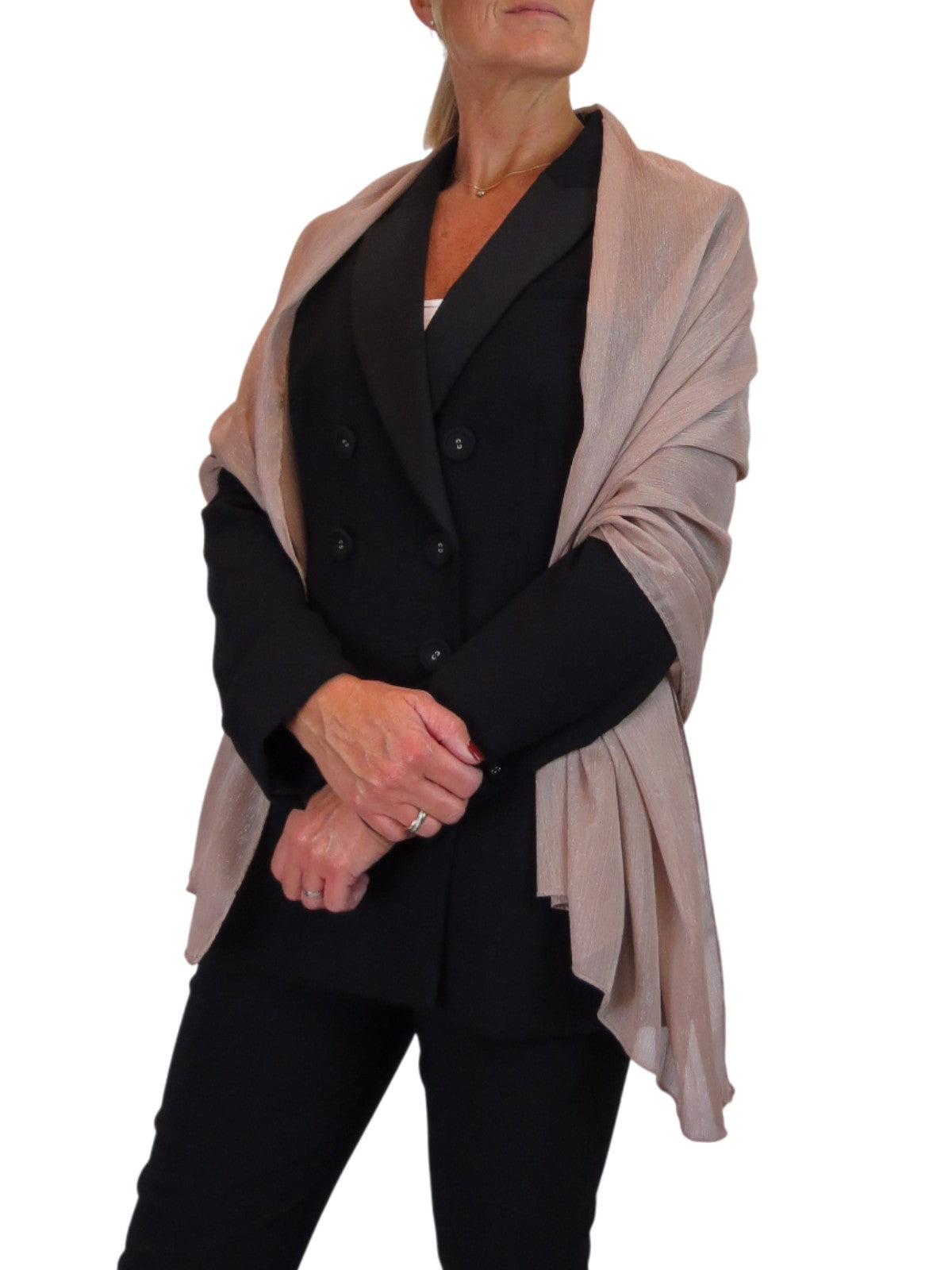 Silk Blend Scarf with Metallic Threads Taupe