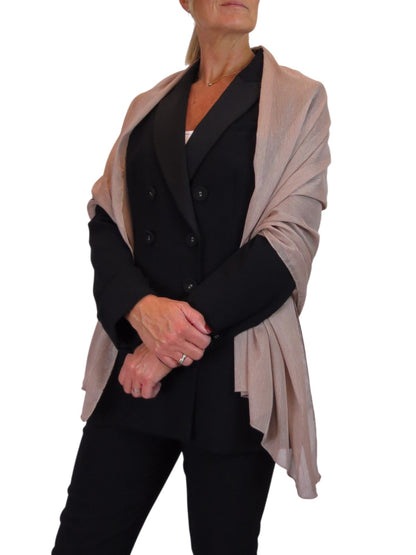 Silk Blend Scarf with Metallic Threads Taupe