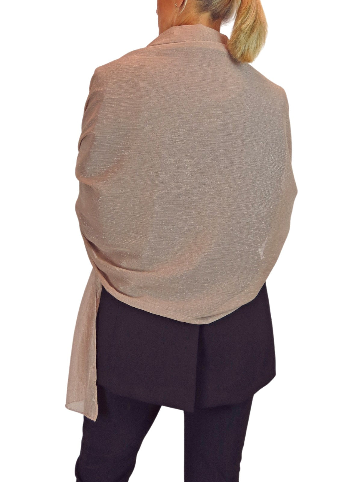 Silk Blend Scarf with Metallic Threads Taupe