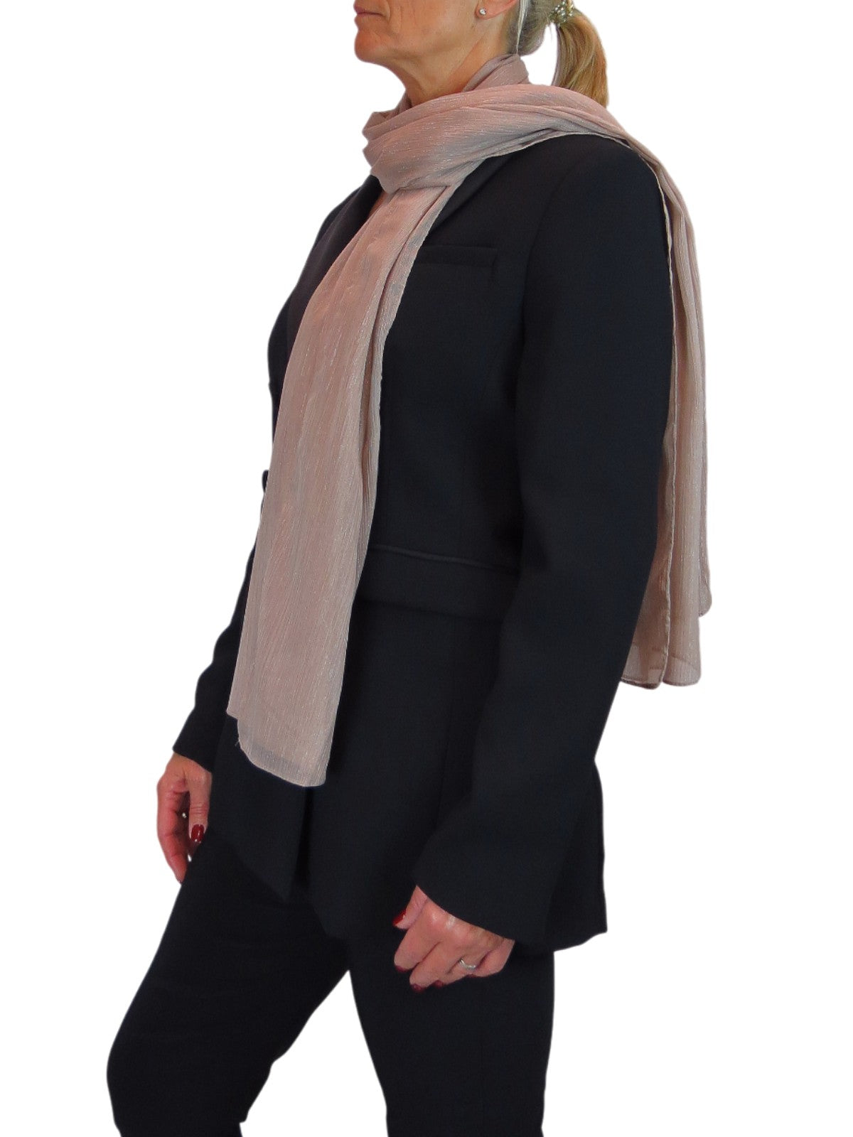 Silk Blend Scarf with Metallic Threads Taupe