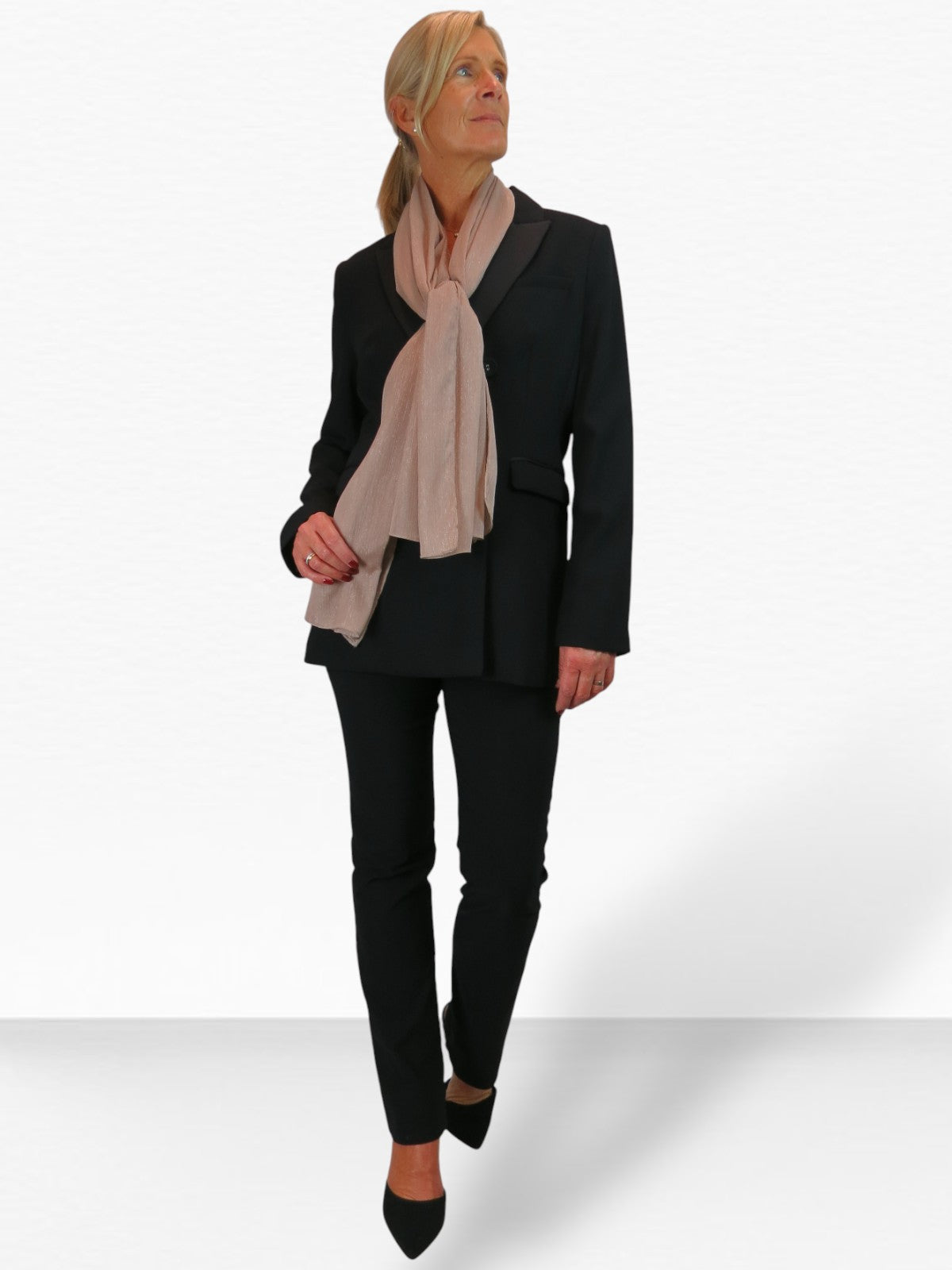 Silk Blend Scarf with Metallic Threads Taupe