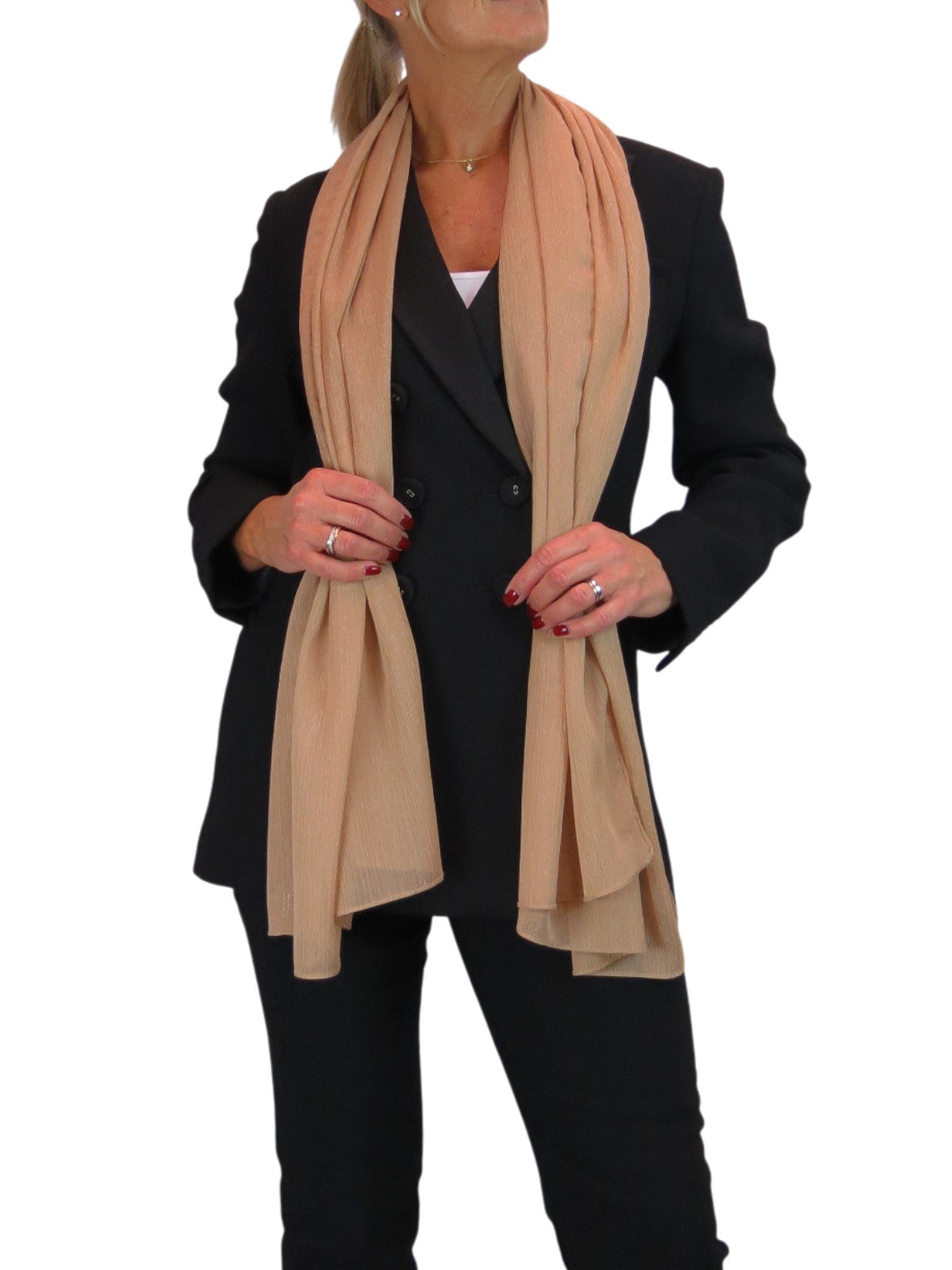 Silk Blend Scarf with Metallic Threads Gold