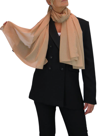 Silk Blend Scarf with Metallic Threads Gold