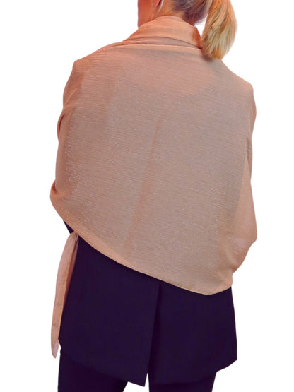 Silk Blend Scarf with Metallic Threads Gold