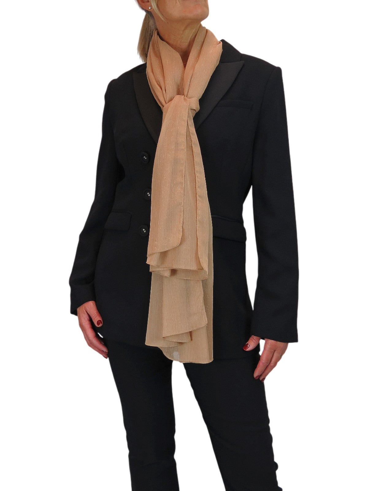 Silk Blend Scarf with Metallic Threads Gold