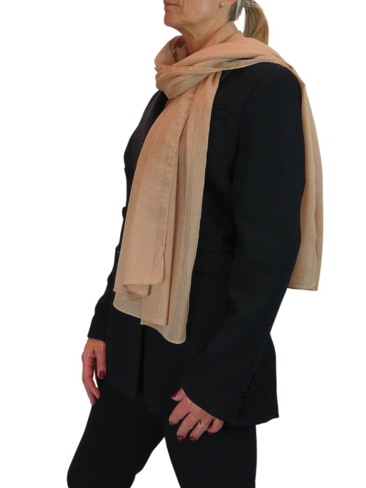 Silk Blend Scarf with Metallic Threads Gold