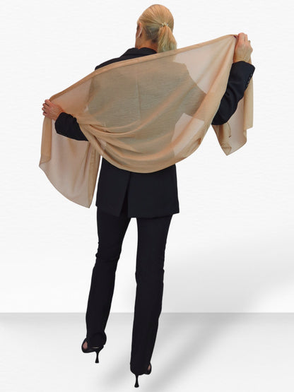 Silk Blend Scarf with Metallic Threads Gold