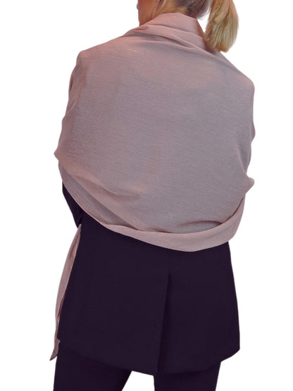 Silk Blend Scarf with Metallic Threads Rose Gold