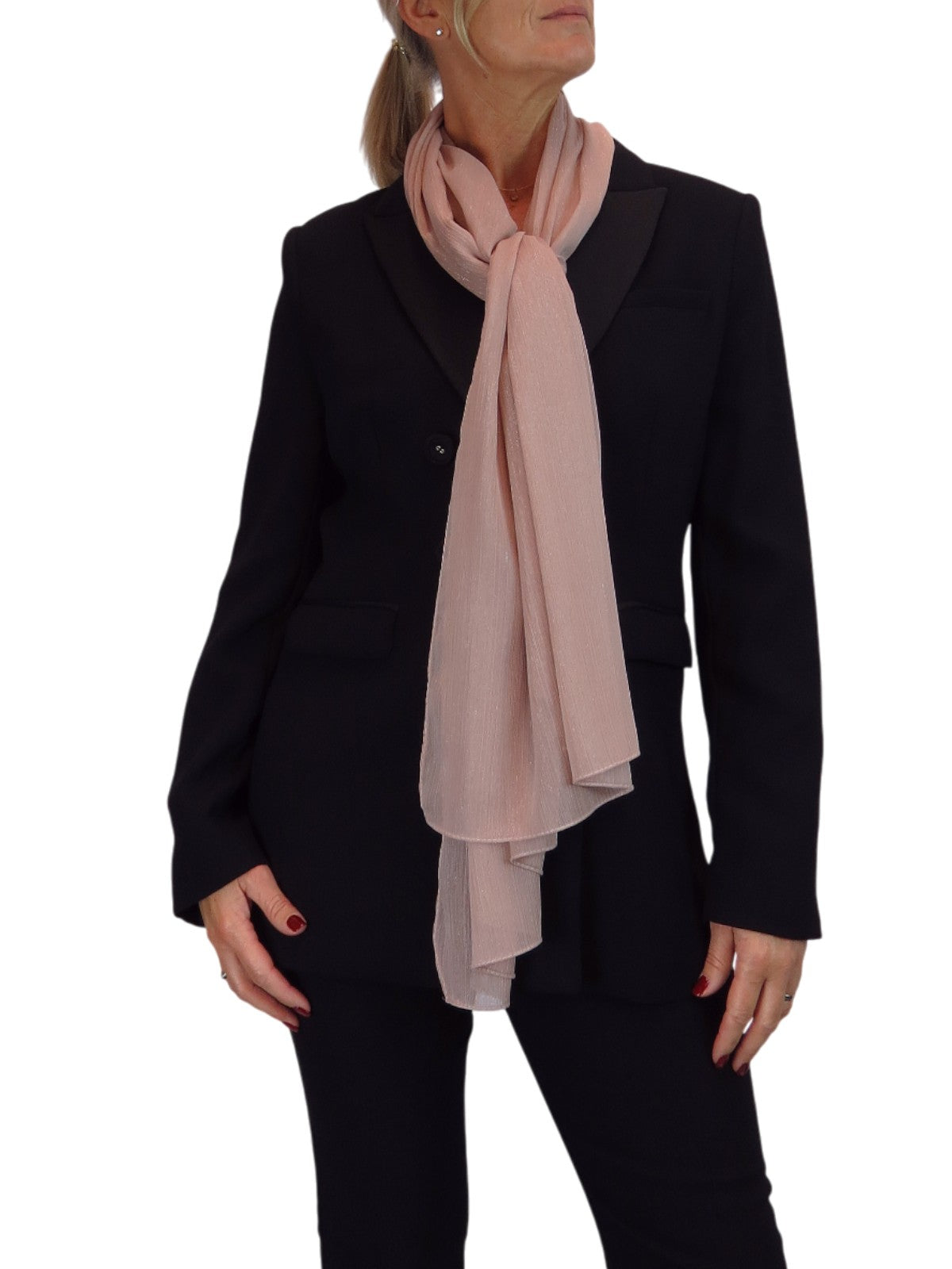 Silk Blend Scarf with Metallic Threads Rose Gold