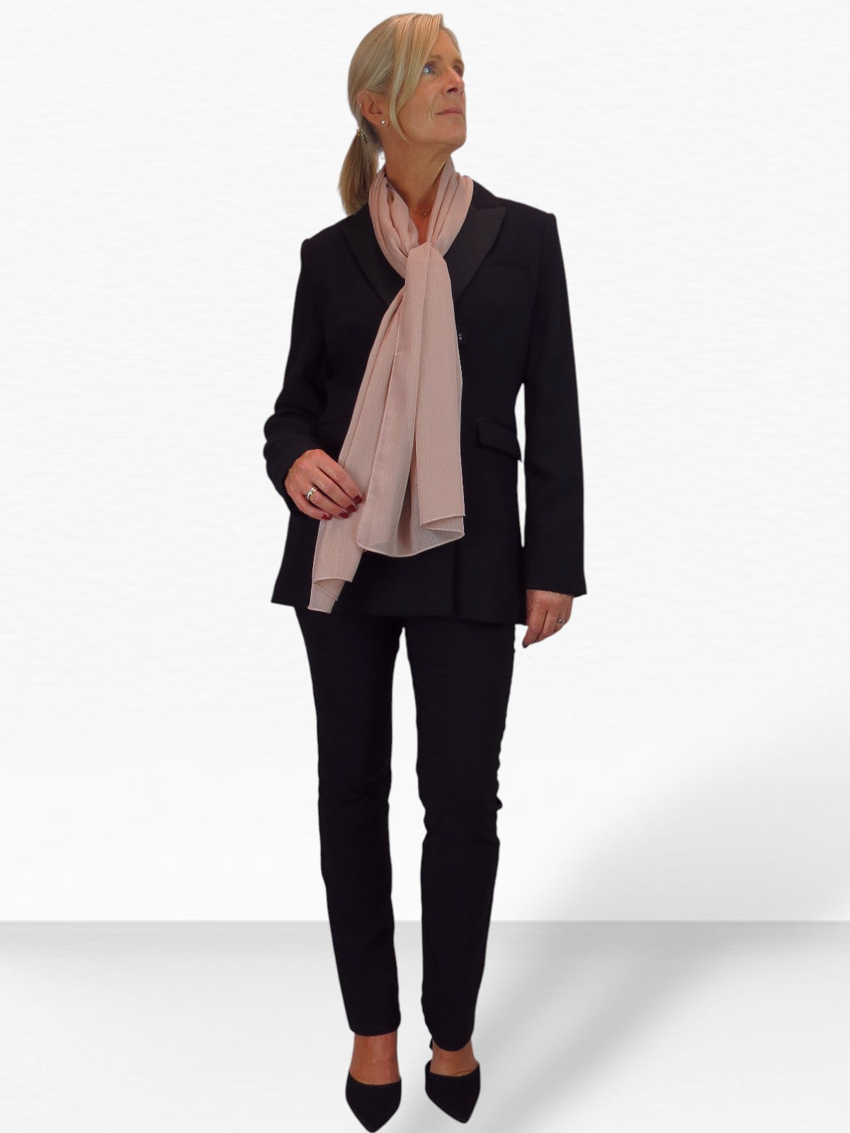 Silk Blend Scarf with Metallic Threads Rose Gold