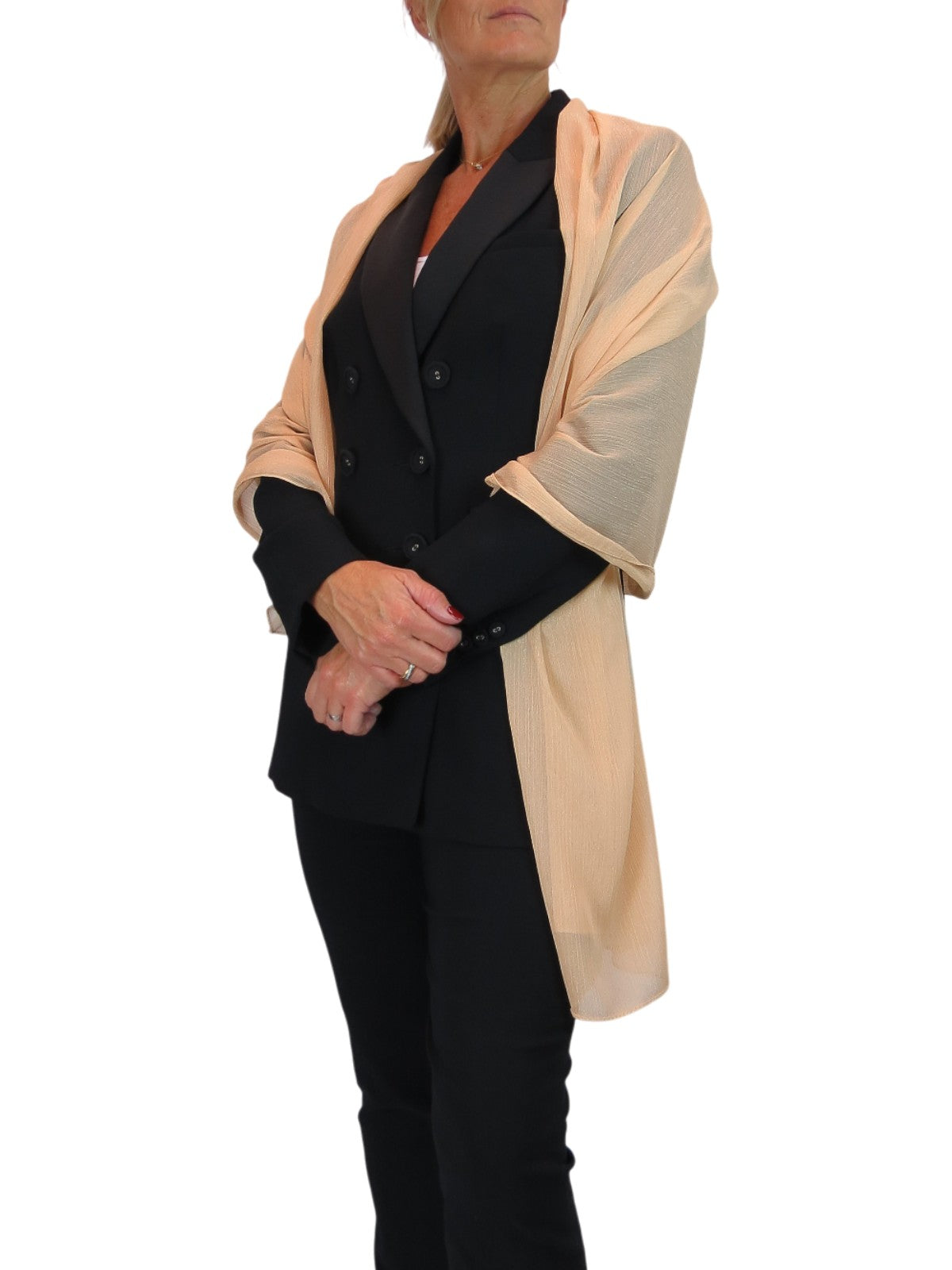 Silk Blend Scarf with Metallic Threads Sand